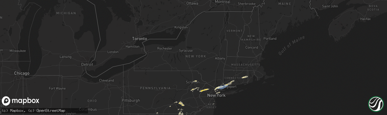 Hail map in New York on August 3, 2024