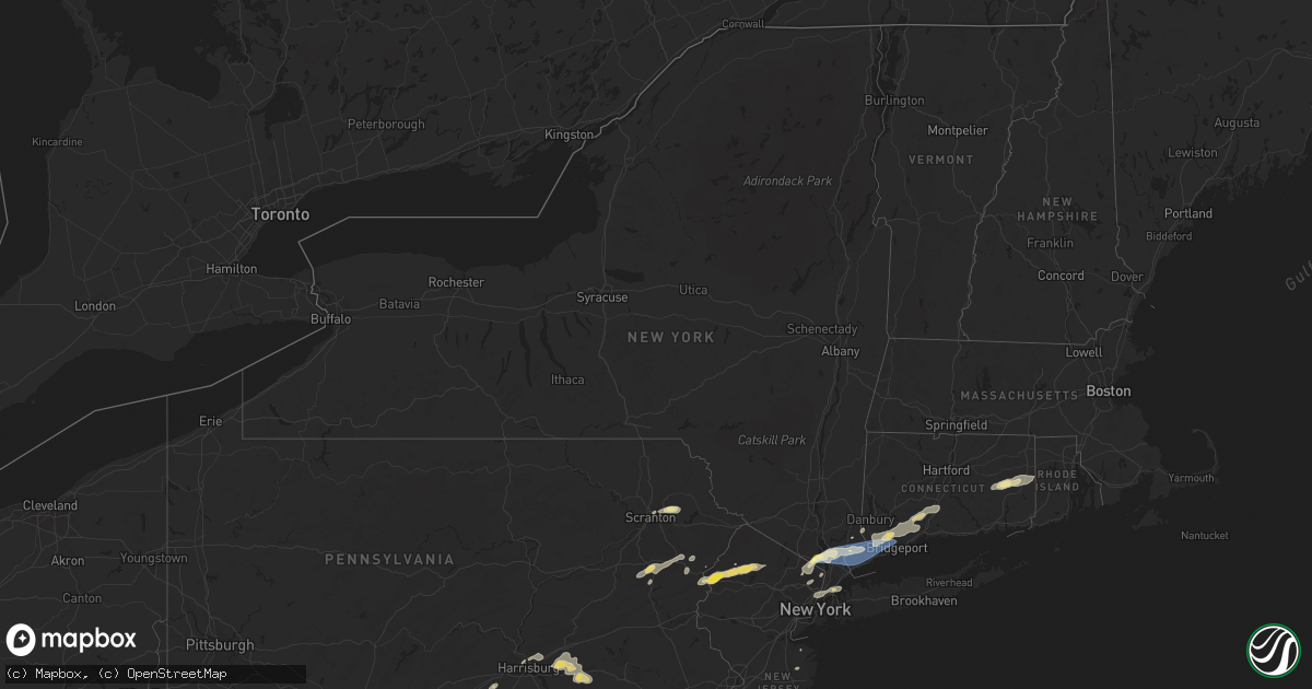 Hail map in New York on August 3, 2024