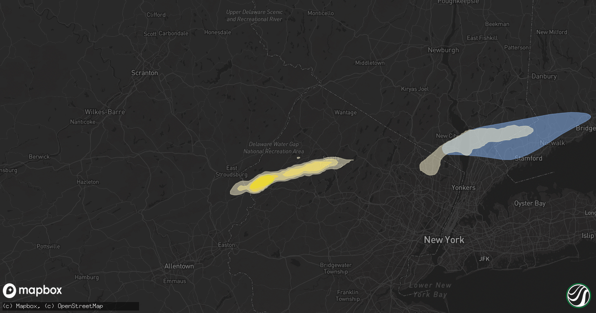 Hail map in Newton, NJ on August 3, 2024