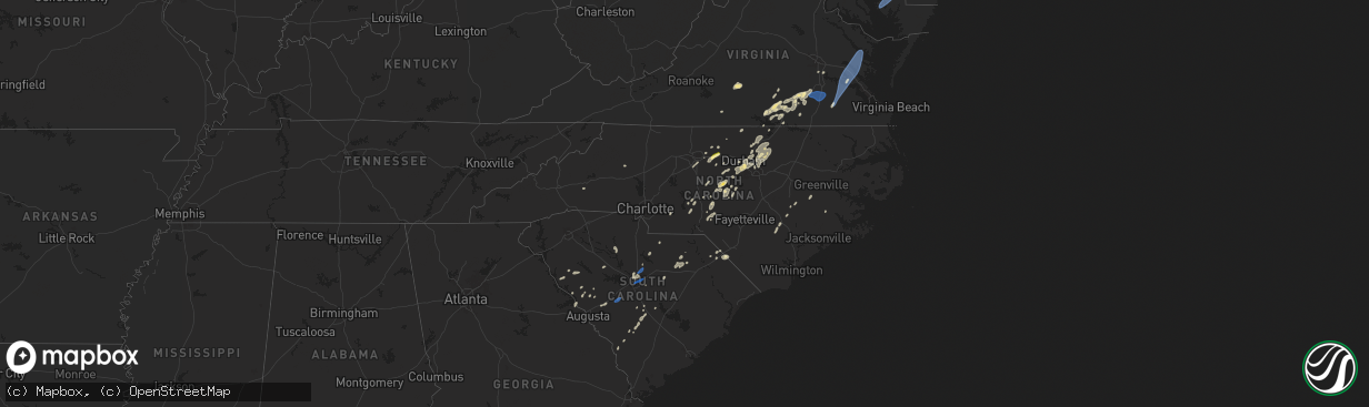 Hail map in North Carolina on August 3, 2024