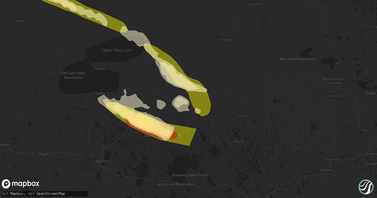 Hail map in Northome, MN on August 3, 2024