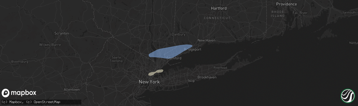 Hail map in Norwalk, CT on August 3, 2024