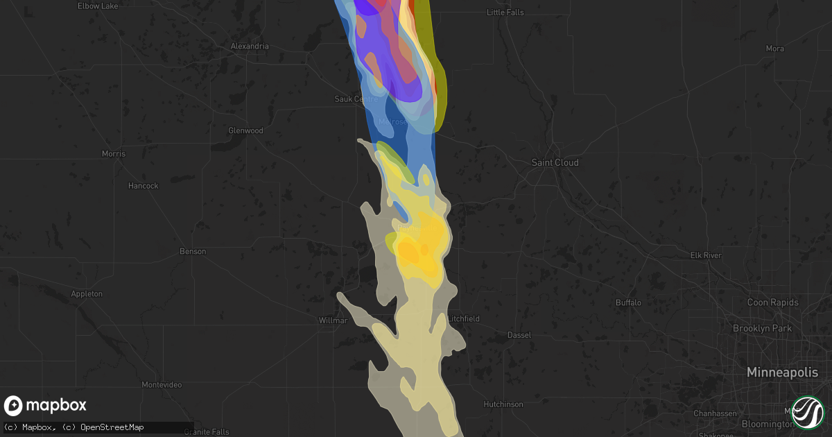 Hail map in Paynesville, MN on August 3, 2024