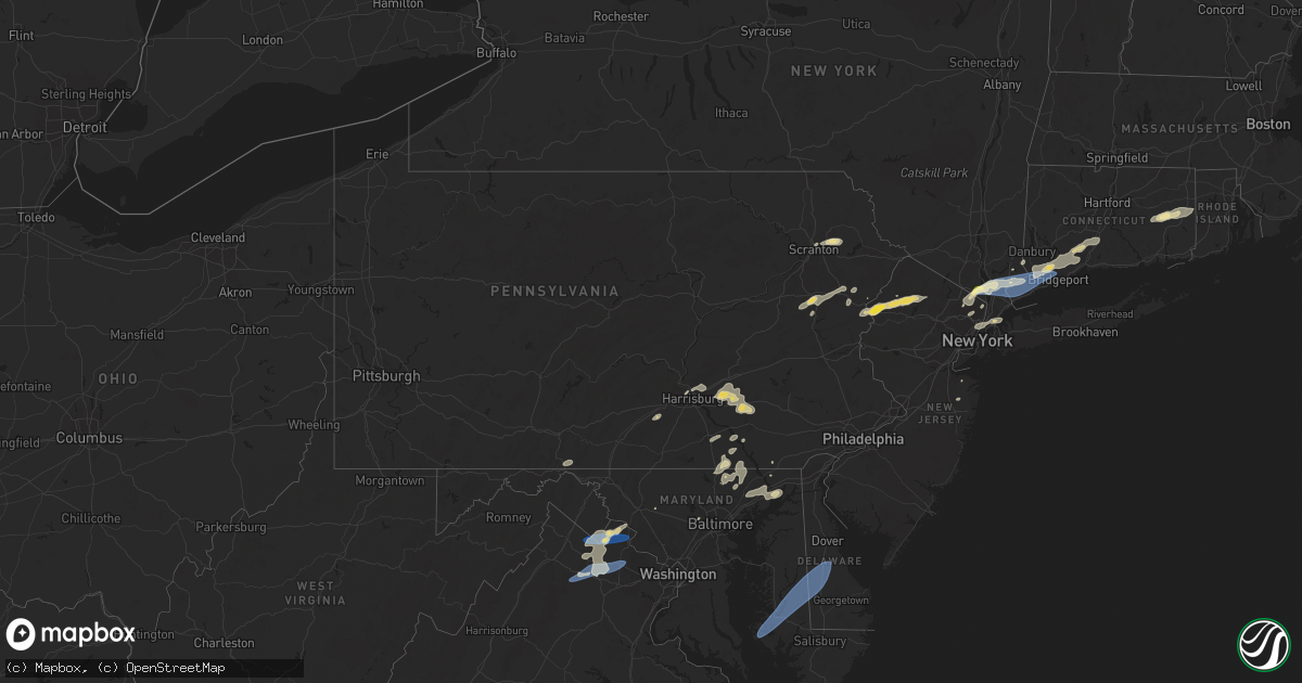 Hail map in Pennsylvania on August 3, 2024