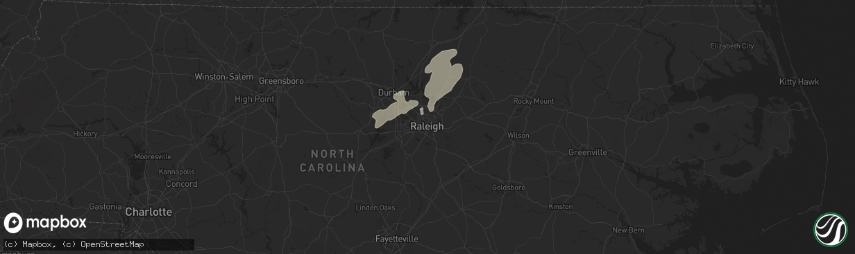 Hail map in Raleigh, NC on August 3, 2024