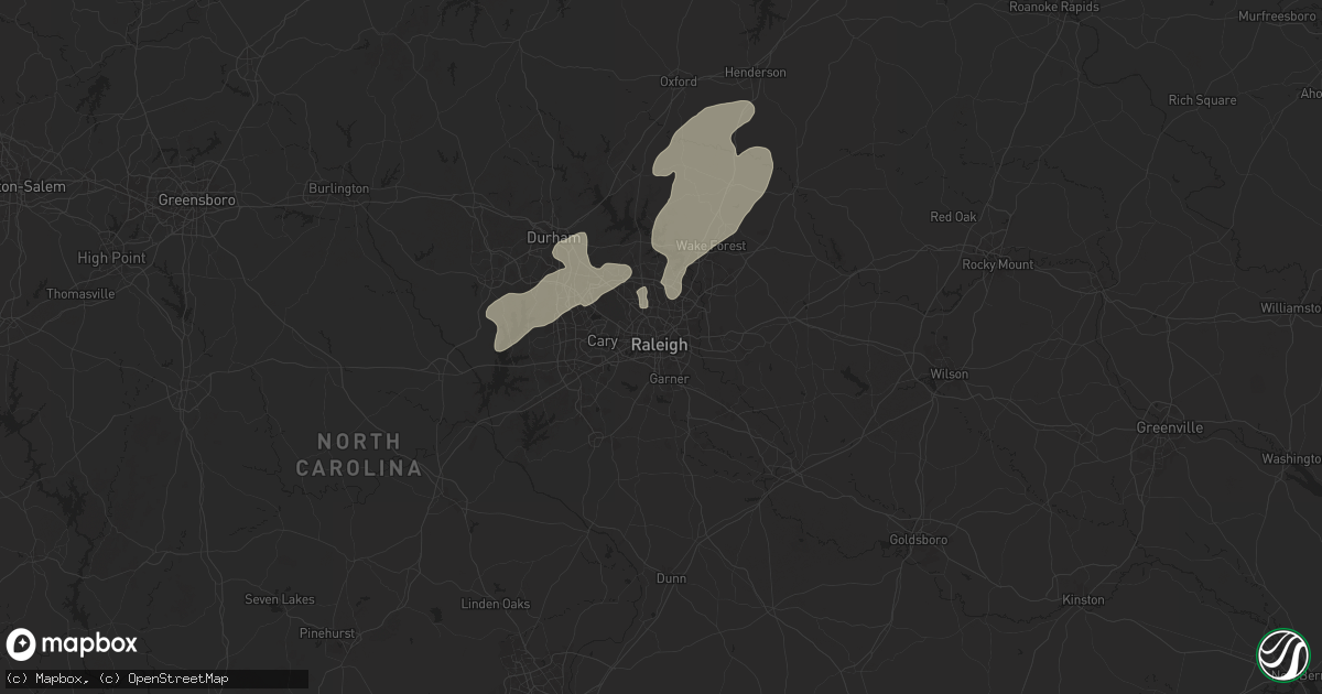Hail map in Raleigh, NC on August 3, 2024