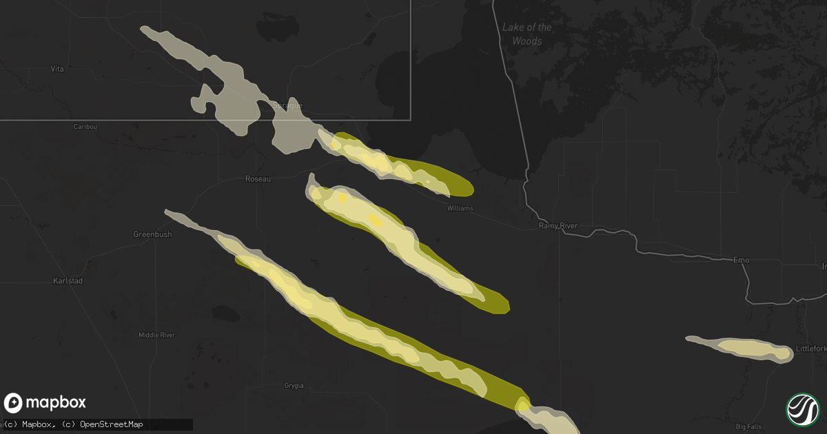 Hail map in Roosevelt, MN on August 3, 2024