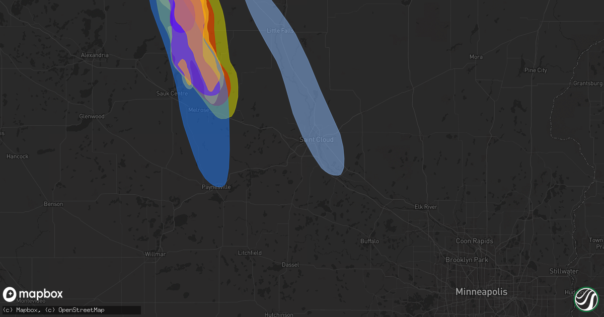 Hail map in Saint Cloud, MN on August 3, 2024