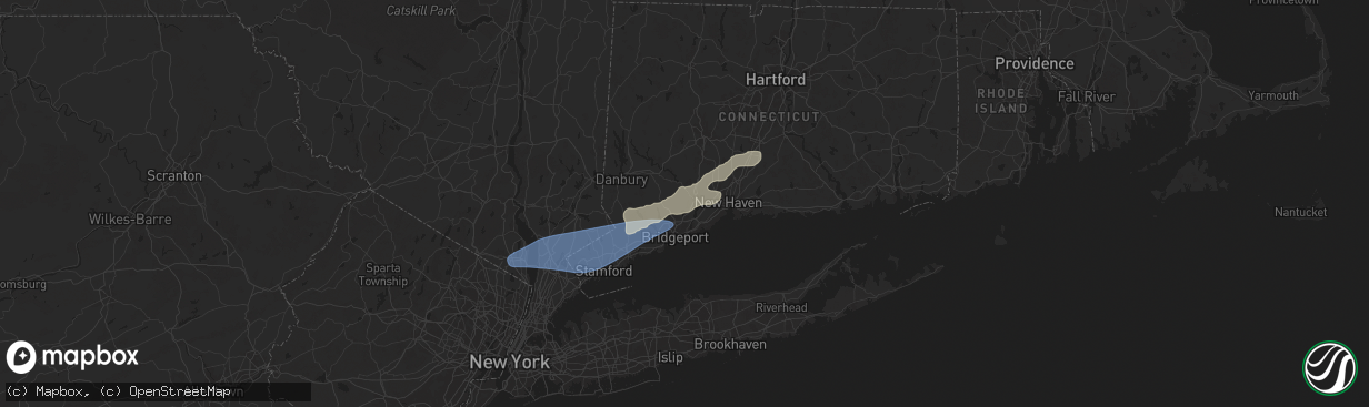 Hail map in Shelton, CT on August 3, 2024