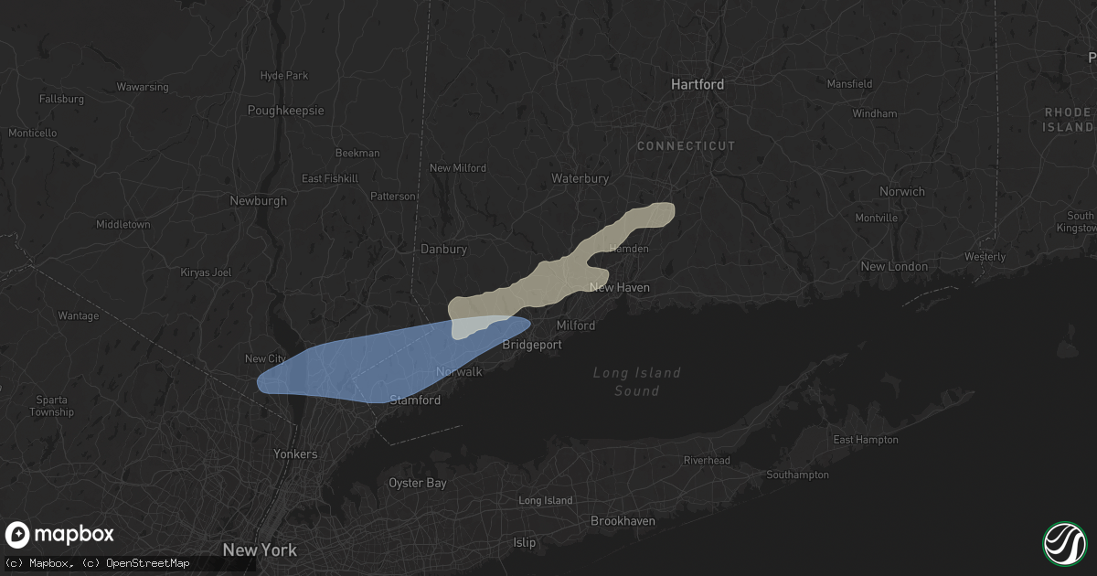 Hail map in Shelton, CT on August 3, 2024