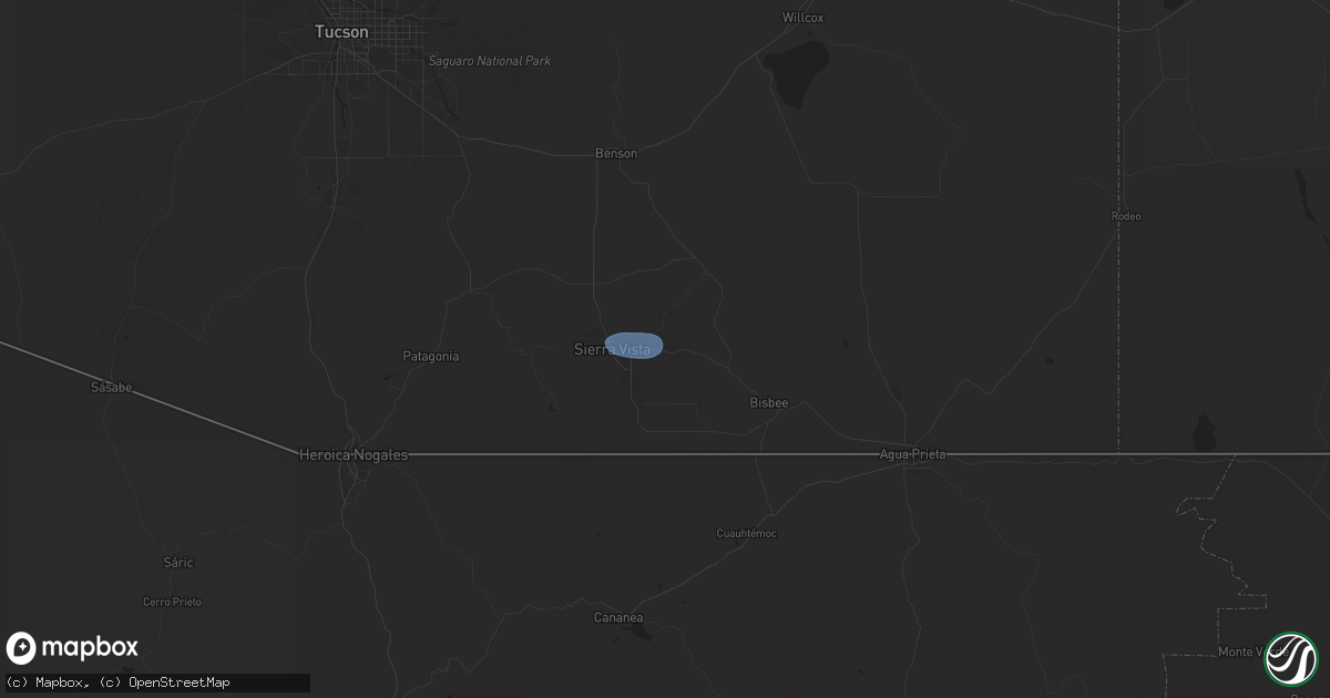 Hail map in Sierra Vista, AZ on August 3, 2024