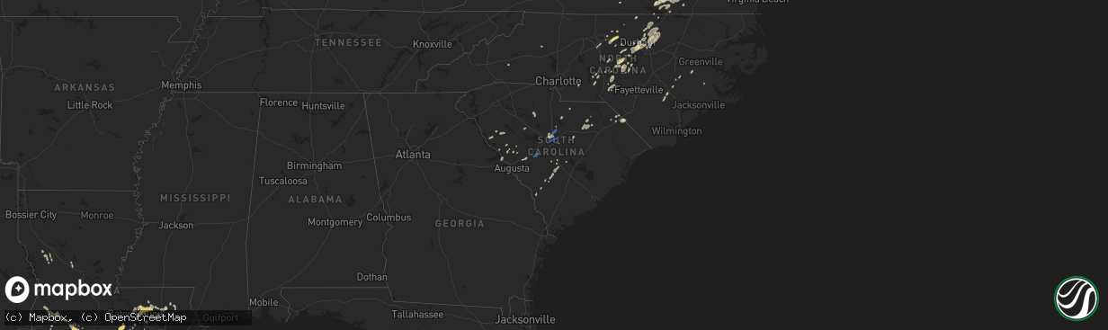 Hail map in South Carolina on August 3, 2024