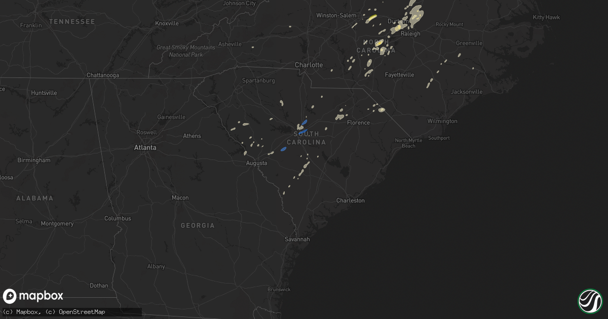 Hail map in South Carolina on August 3, 2024