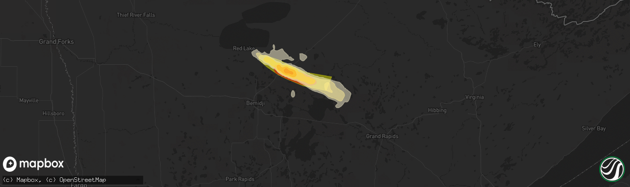 Hail map in Squaw Lake, MN on August 3, 2024