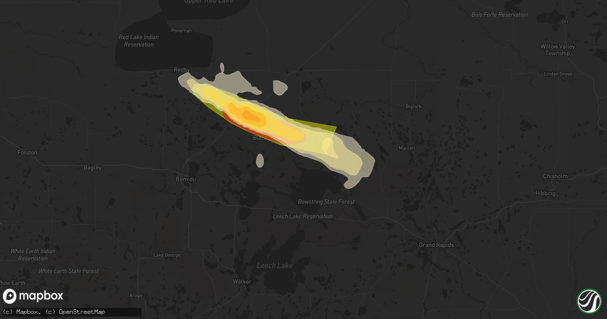 Hail map in Squaw Lake, MN on August 3, 2024