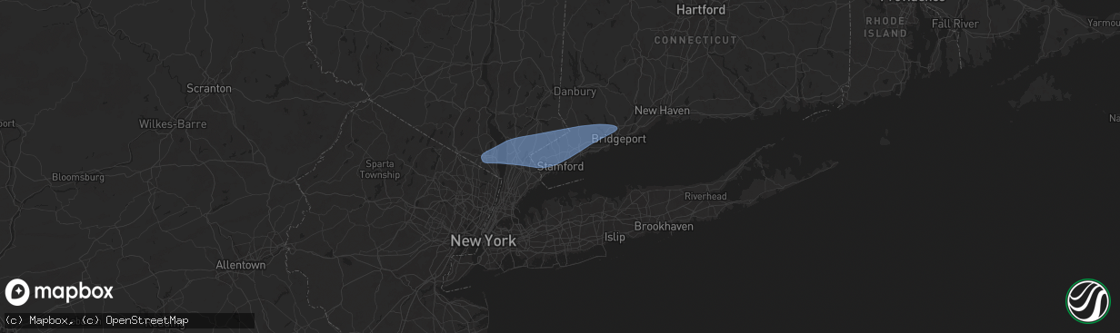 Hail map in Stamford, CT on August 3, 2024