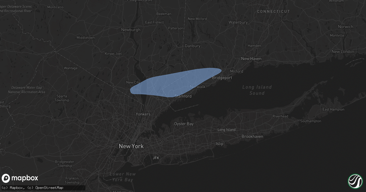 Hail map in Stamford, CT on August 3, 2024