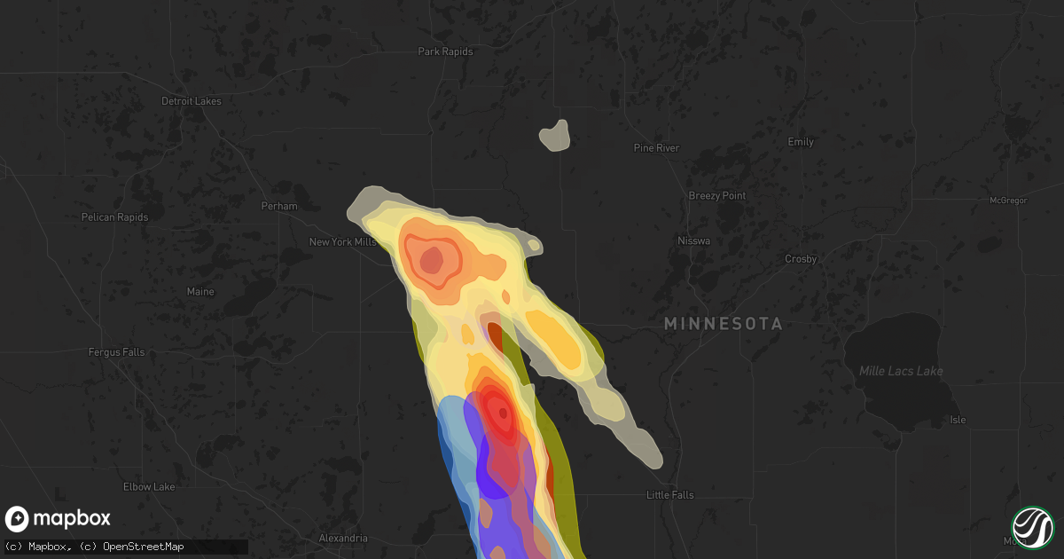 Hail map in Staples, MN on August 3, 2024
