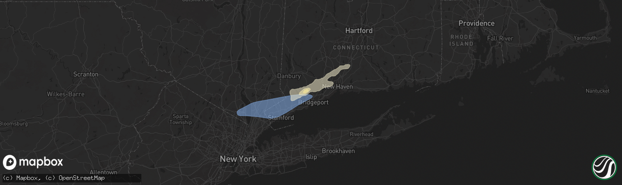 Hail map in Trumbull, CT on August 3, 2024