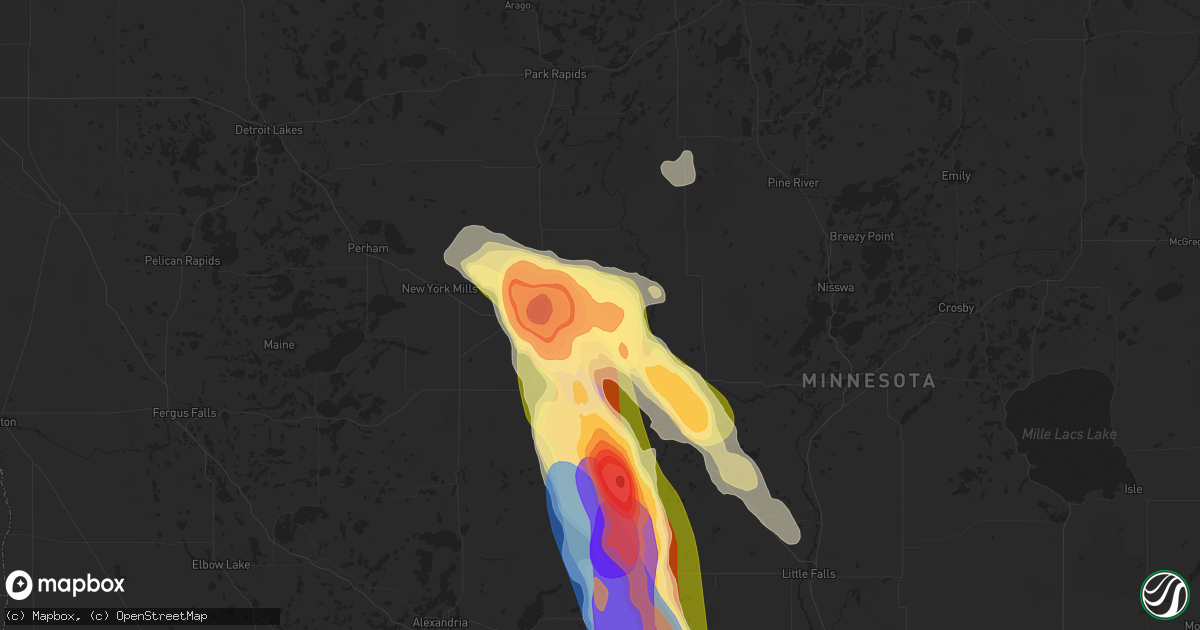 Hail map in Verndale, MN on August 3, 2024
