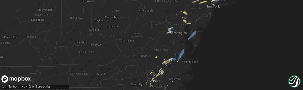 Hail map in Virginia on August 3, 2024