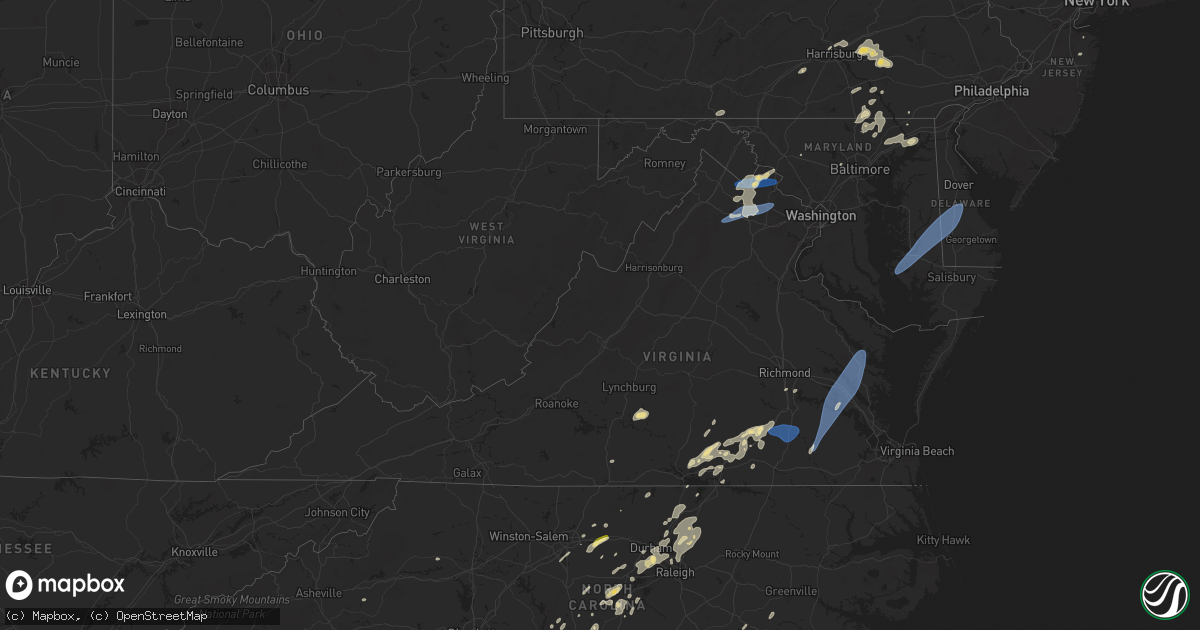Hail map in Virginia on August 3, 2024