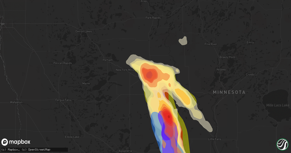 Hail map in Wadena, MN on August 3, 2024