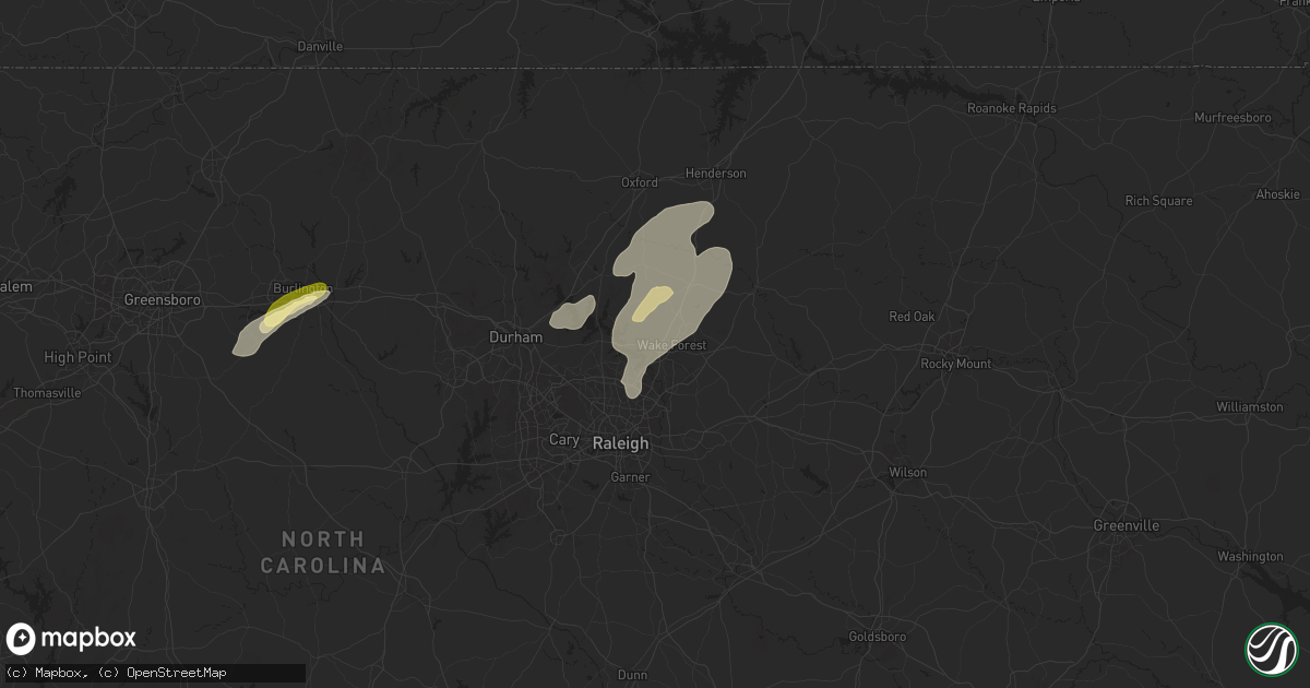 Hail map in Wake Forest, NC on August 3, 2024