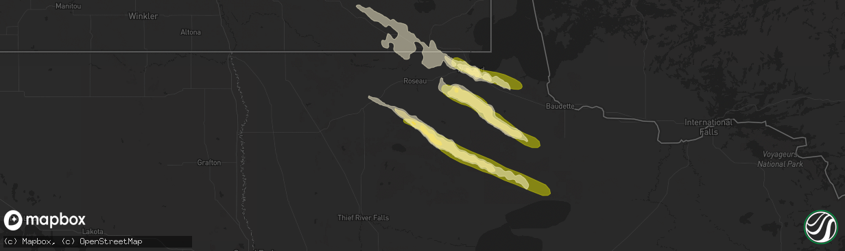 Hail map in Wannaska, MN on August 3, 2024