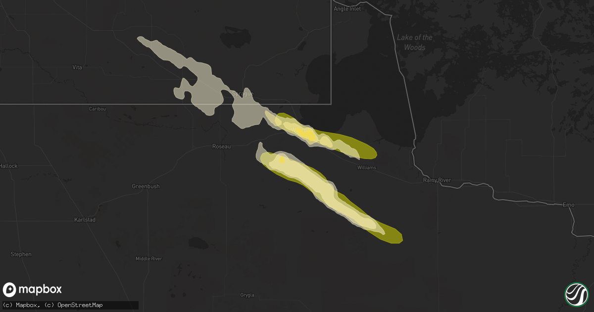 Hail map in Warroad, MN on August 3, 2024
