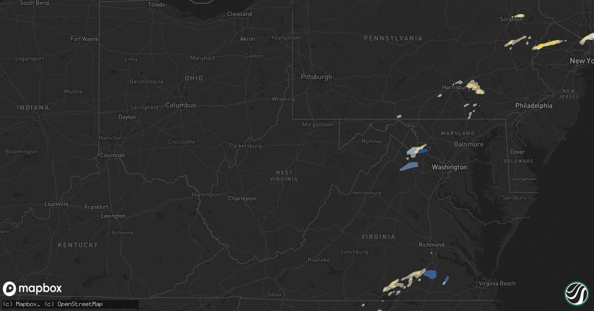 Hail map in West Virginia on August 3, 2024