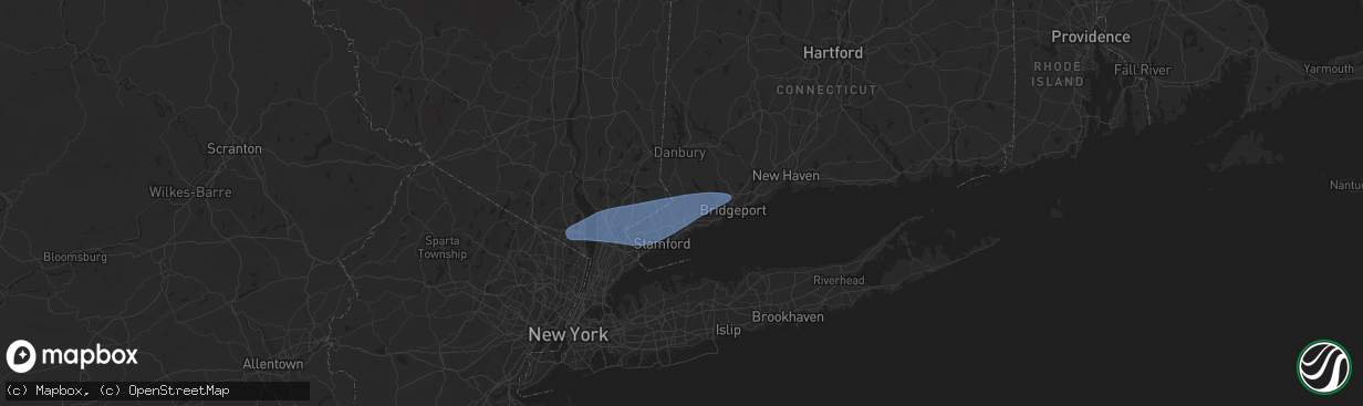 Hail map in Wilton, CT on August 3, 2024