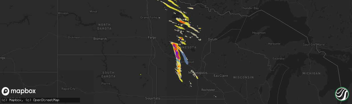 Hail map on August 3, 2024