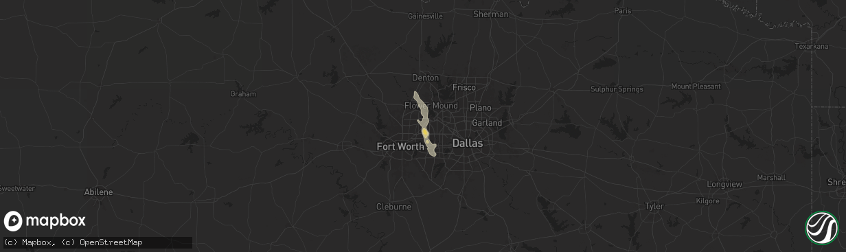 Hail map in Colleyville, TX on August 3, 2025