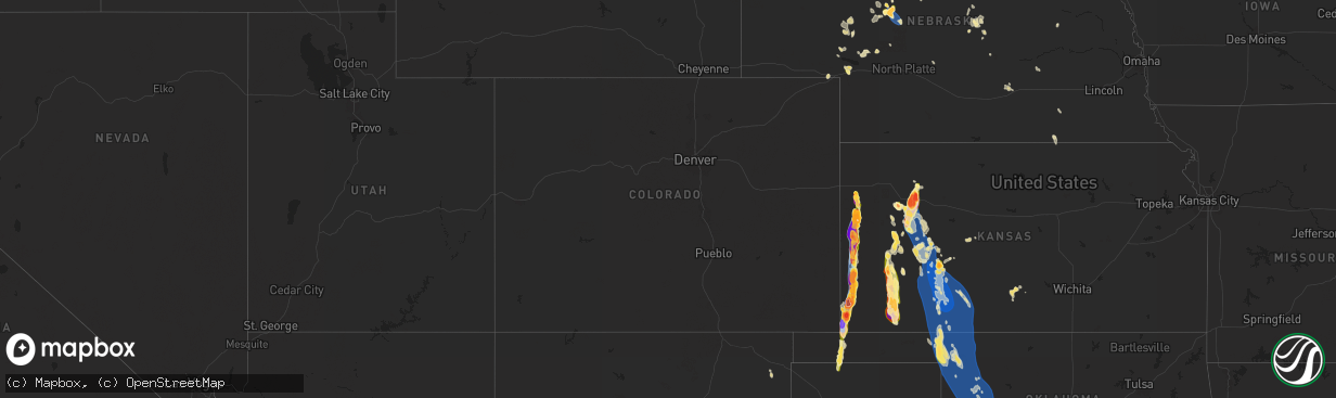 Hail map in Colorado on August 3, 2025