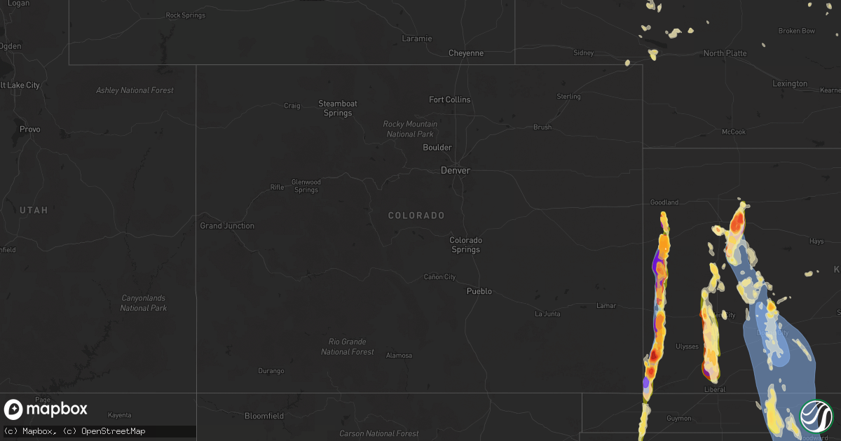 Hail map in Colorado on August 3, 2025