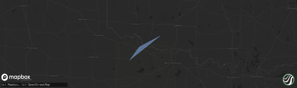 Hail map in Davidson, OK on August 3, 2025