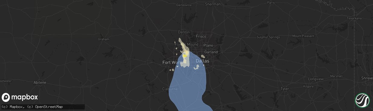 Hail map in Euless, TX on August 3, 2025