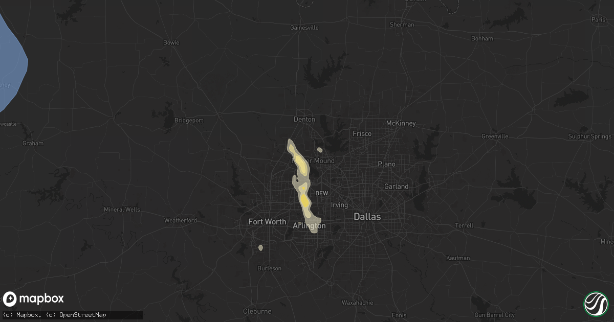 Hail map in Flower Mound, TX on August 3, 2025