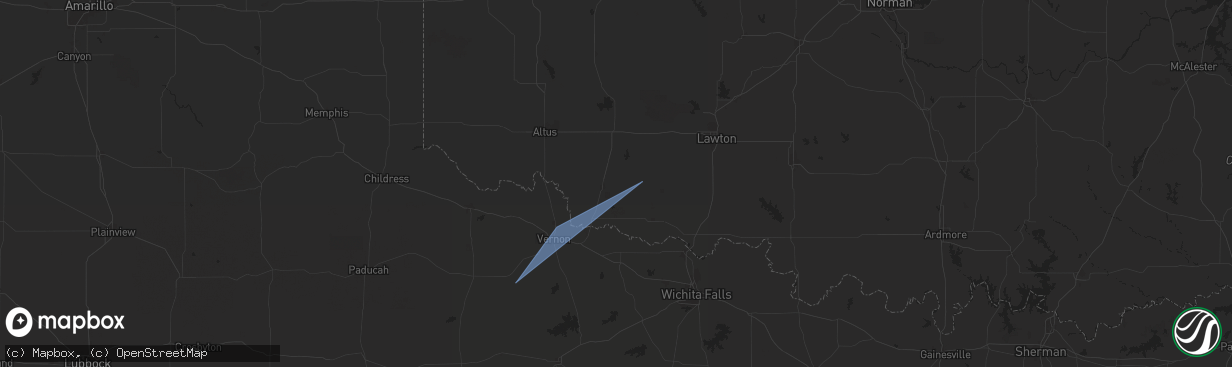 Hail map in Frederick, OK on August 3, 2025