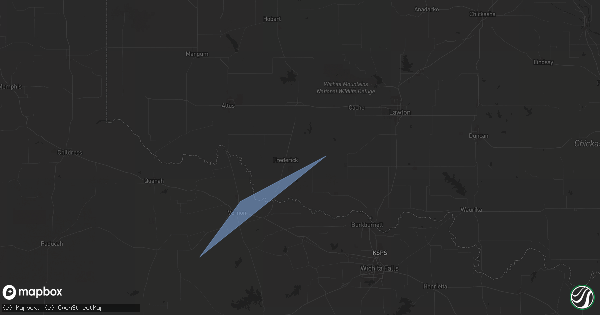 Hail map in Frederick, OK on August 3, 2025