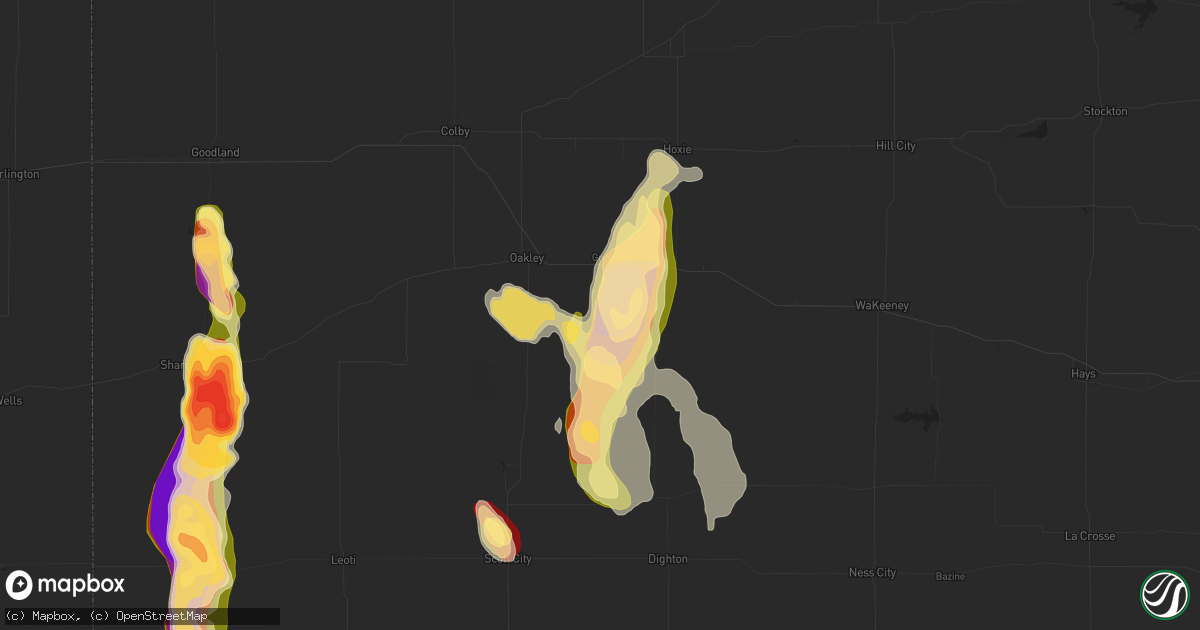Hail map in Grinnell, KS on August 3, 2025