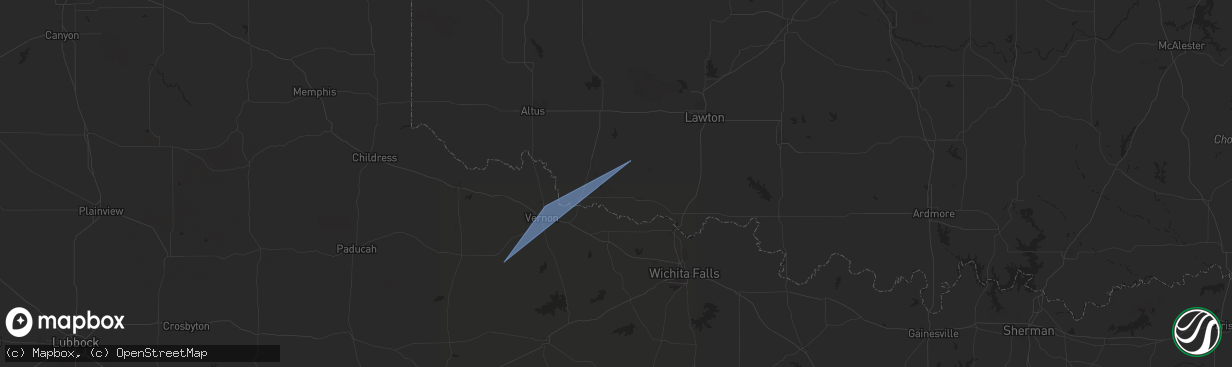 Hail map in Hollister, OK on August 3, 2025