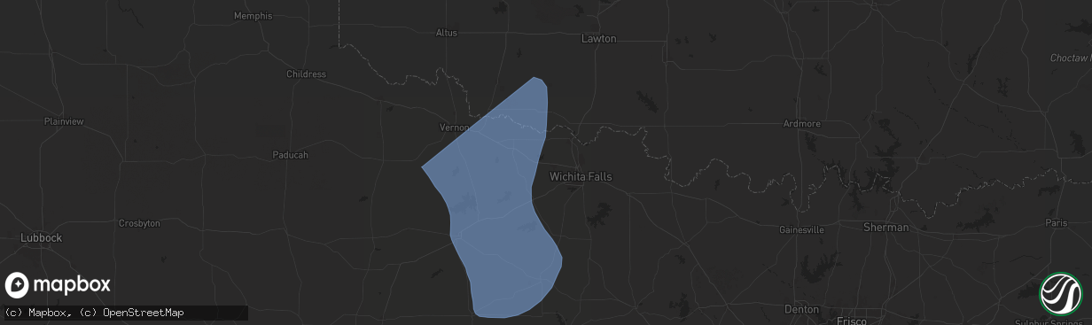 Hail map in Iowa Park, TX on August 3, 2025