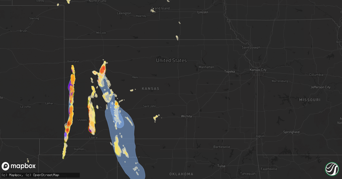 Hail map in Kansas on August 3, 2025
