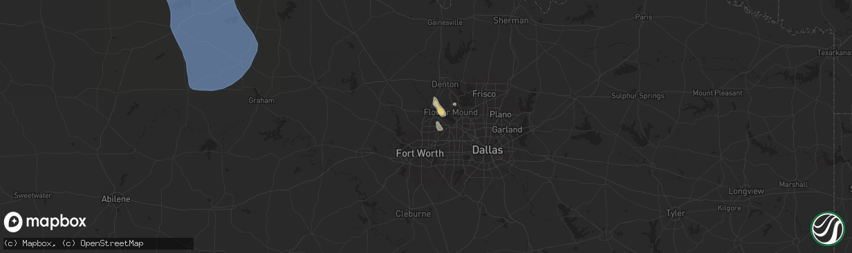 Hail map in Keller, TX on August 3, 2025