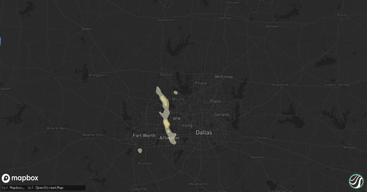 Hail map in Lewisville, TX on August 3, 2025