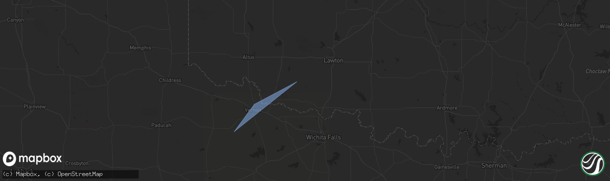 Hail map in Loveland, OK on August 3, 2025