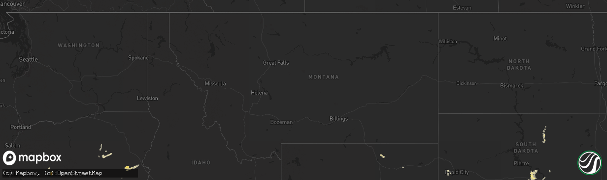 Hail map in Montana on August 3, 2025