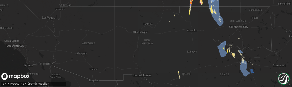 Hail map in New Mexico on August 3, 2025